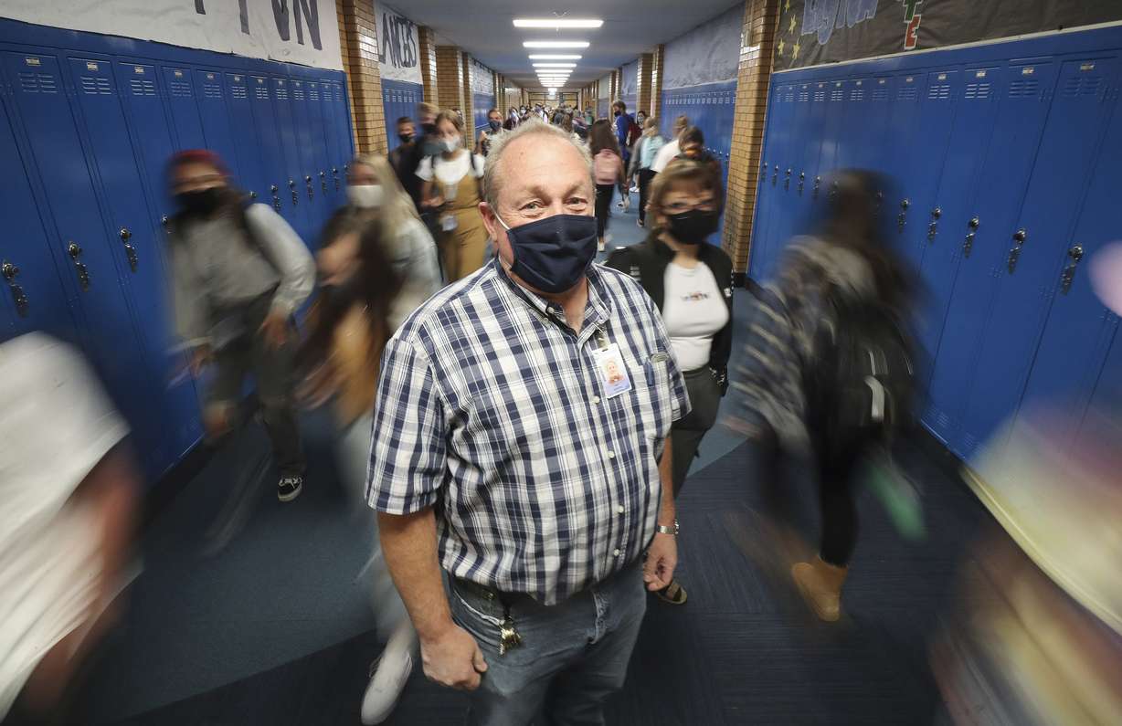 Layton High School facilities coordinator Rod Southam stands in the hallway between classes in Layton on Tuesday, Sept. 29, 2020. Southam is the winner of the national U.S. Department of Education RISE award, which honors classified school employees who exemplify excellence in work performance, leadership and community involvement.