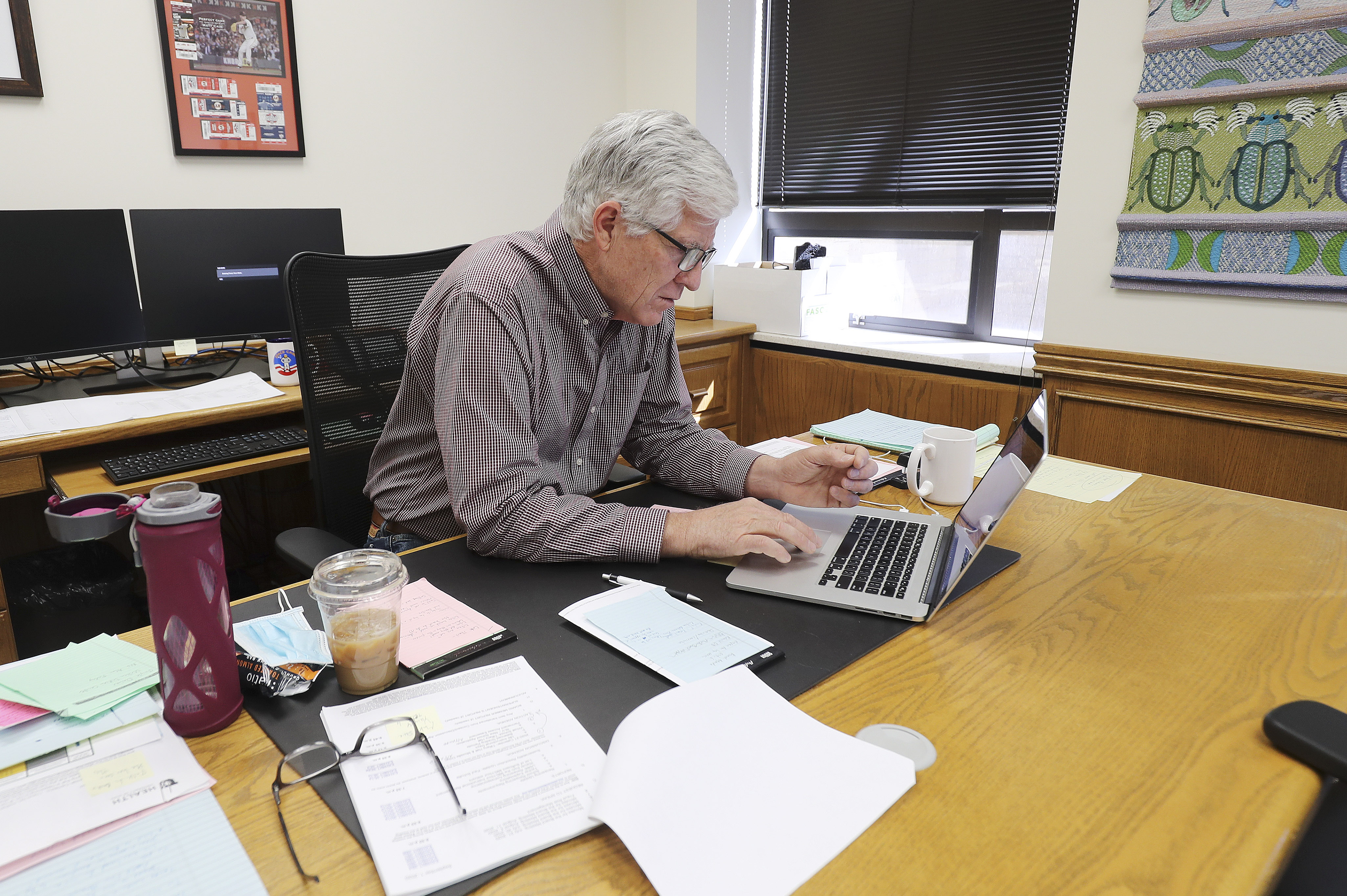 Interim Superintendent Larry Madden works in his office at the Salt Lake City School District office in Salt Lake City on Friday, Sept. 11, 2020.