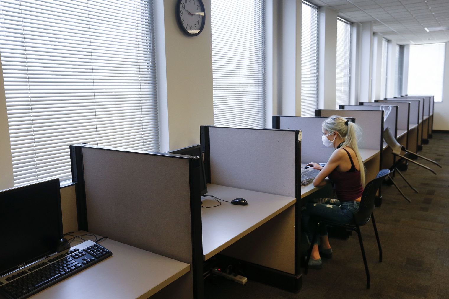 Ellie Newbold, of Tooele, searches for jobs at the Utah Department of Workforce Services in Taylorsville on Wednesday, Sept. 16 2020.