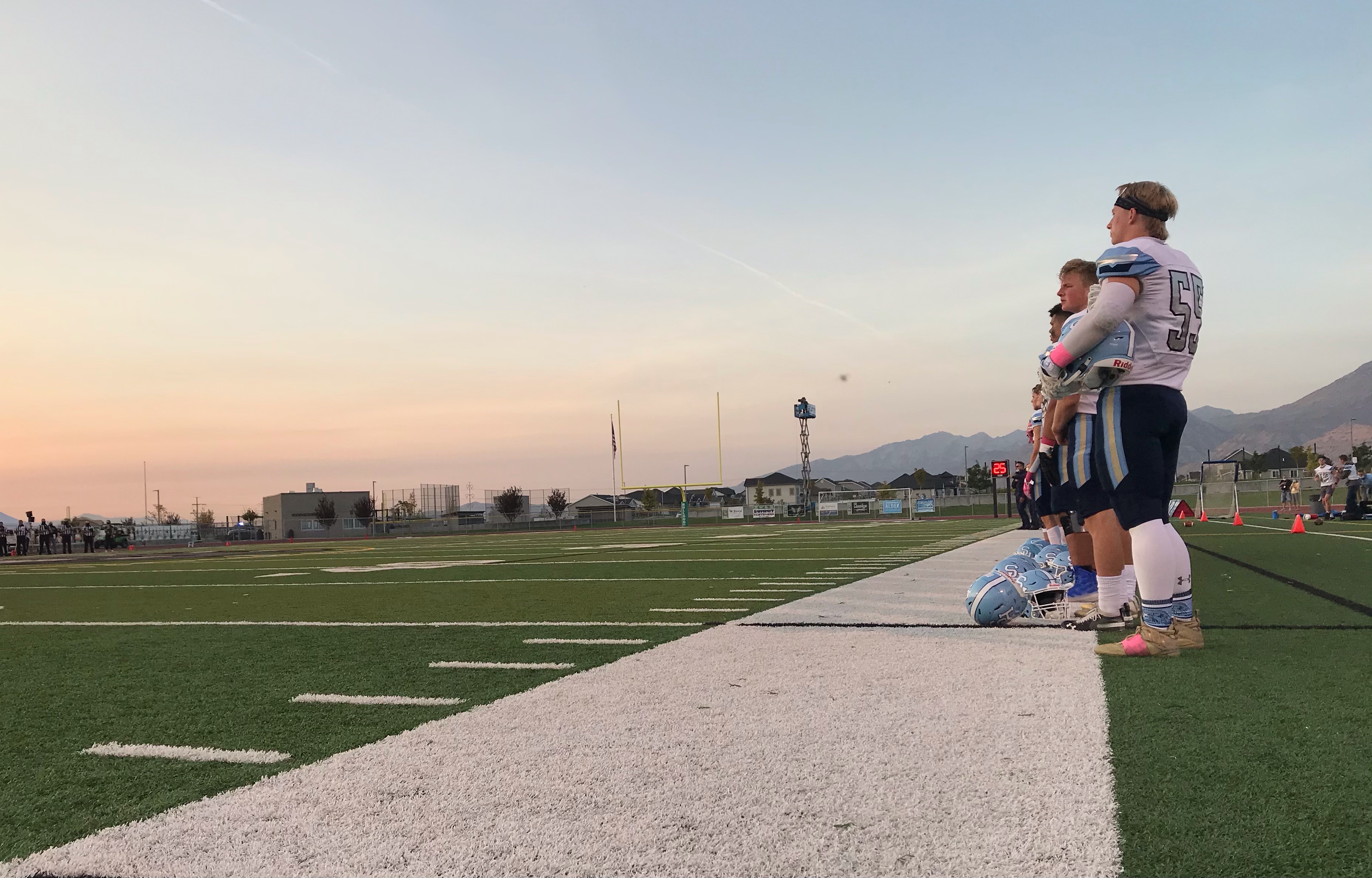 Provo hosts Salem Hills in a high school football game played in front of an empty stadium during to coronavirus  restrictions, Thursday, Oct. 1, 2020 in Provo, Utah.
