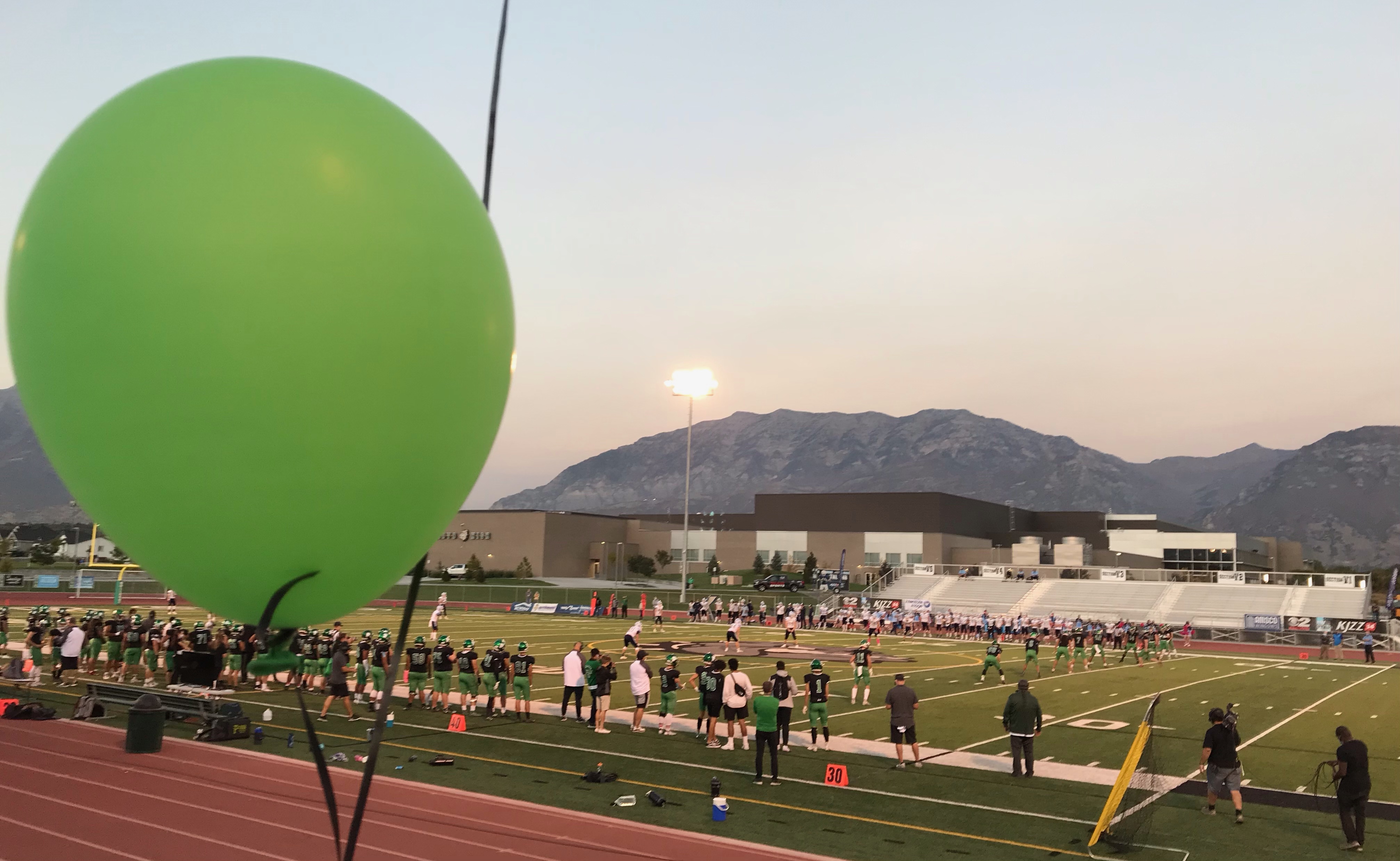 Provo hosts Salem Hills in a high school football game played in front of an empty stadium during to coronavirus  restrictions, Thursday, Oct. 1, 2020 in Provo, Utah.