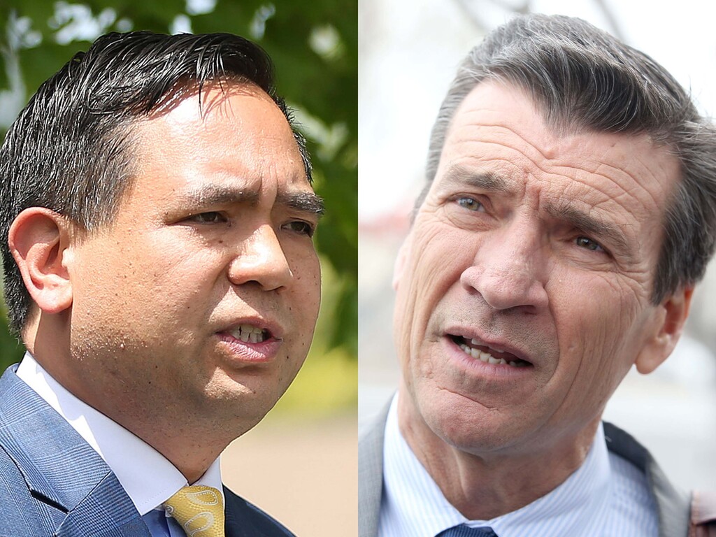 Incumbent Republican Attorney General Sean Reyes, left, and Democrat Greg Skordas, right, are pictured in this composite photo.