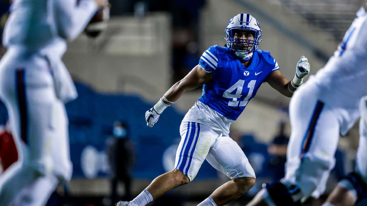 BYU linebacker Keenan Pili against Louisiana Tech, Friday, Oct. 2, 2020 in Provo.
