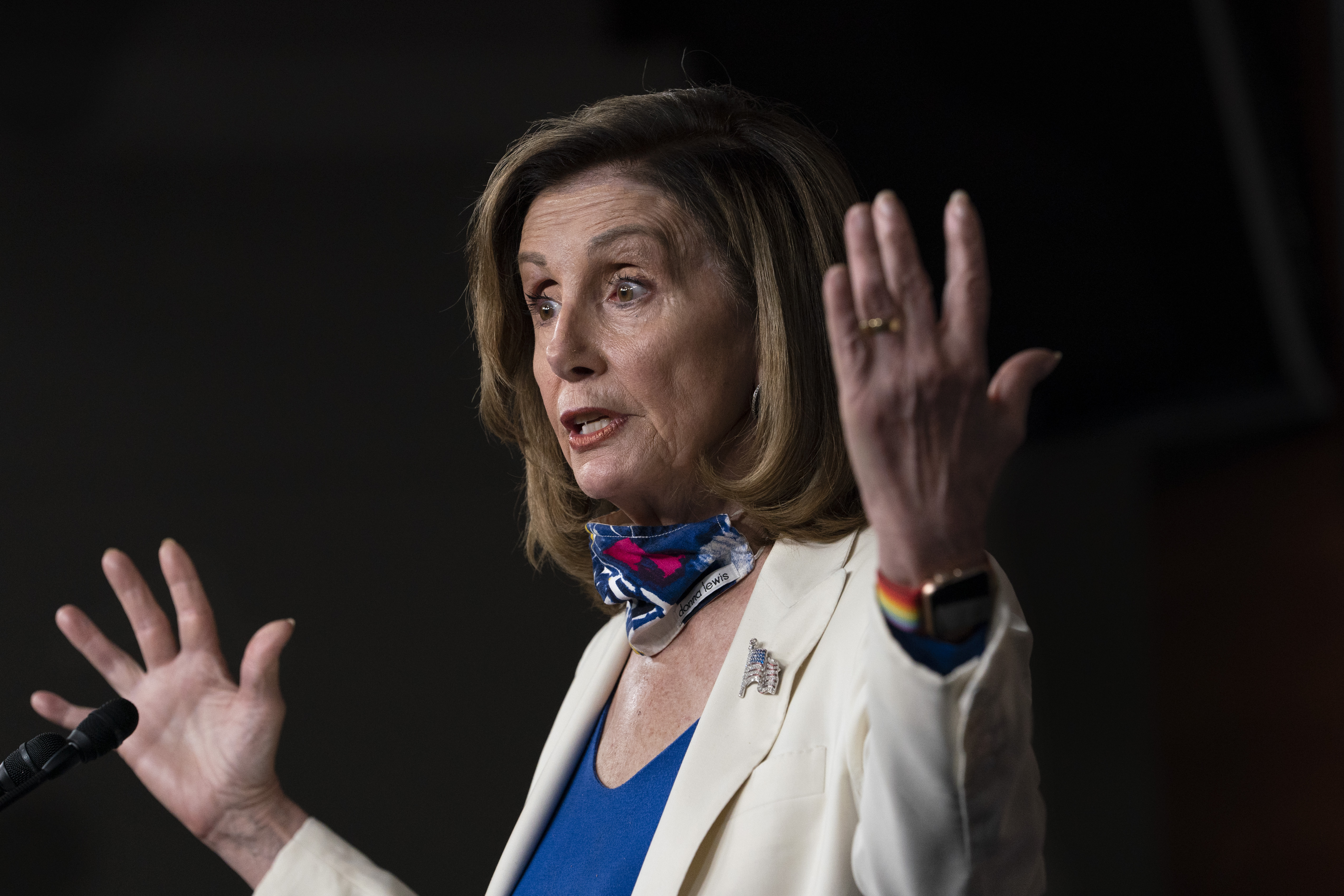 House Speaker Nancy Pelosi of Calif., speaks during a weekly news conference, Thursday, Oct. 1, 2020, on Capitol Hill in Washington. (AP Photo/Jacquelyn Martin) [Oct-07-2020]