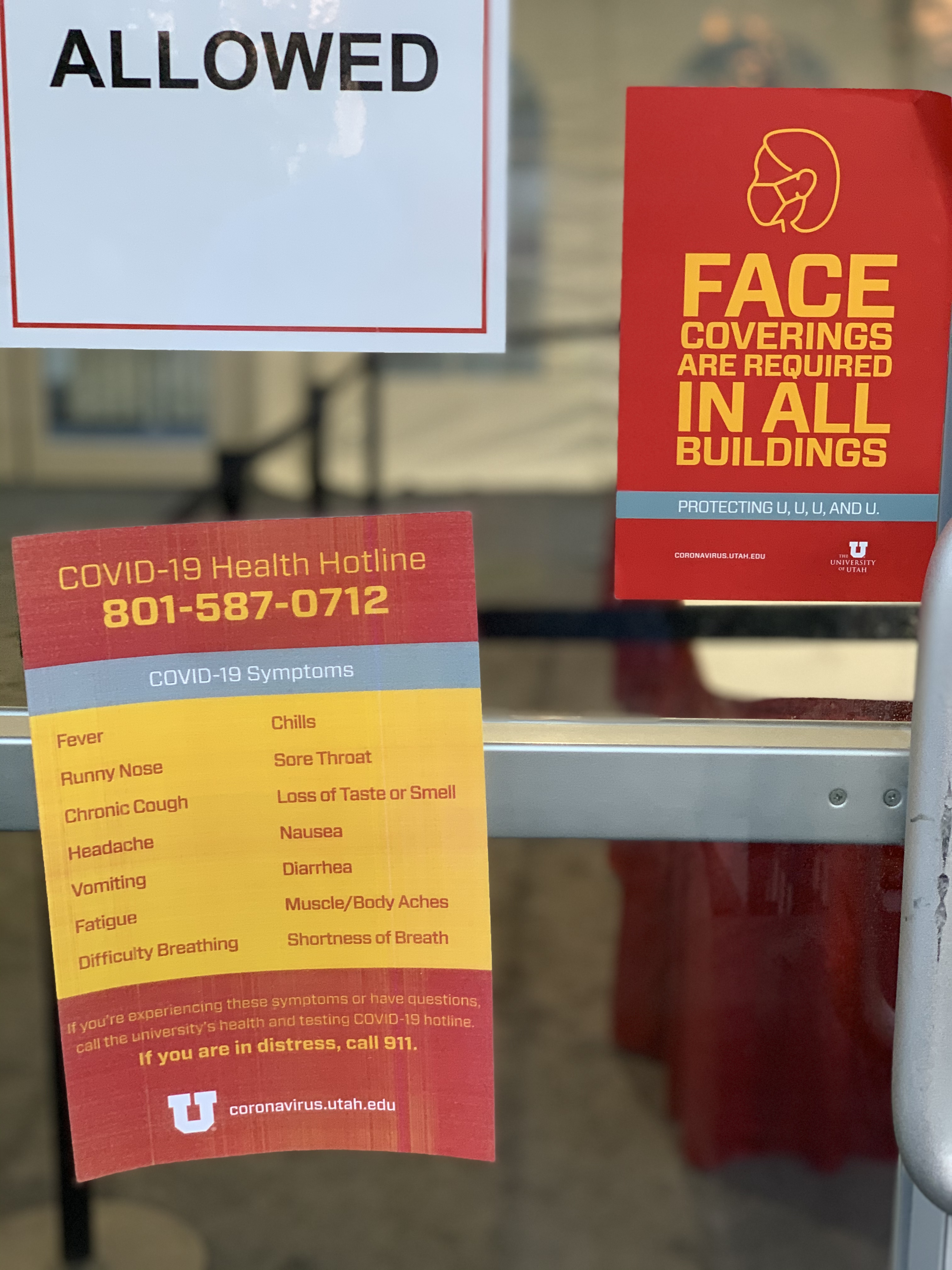 Signs telling individuals inside the perimeter to wear a mask at the VP Debate on Wednesday, Oct. 7, 2020.