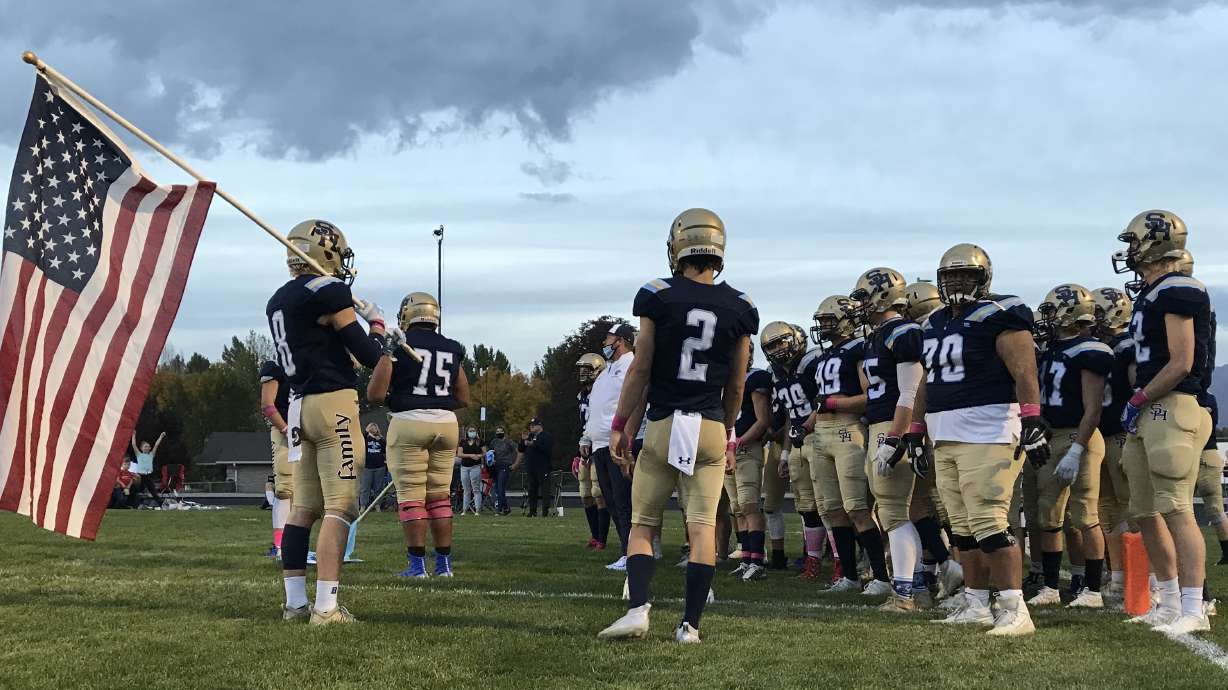 Salem Hills hosts Wasatch in a Region 8 high school football game, Thursday, Oct. 8, 2020 in Salem, Utah.