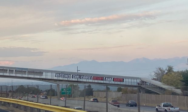 Anti-vaccination signs over freeway deemed a distraction, taken down