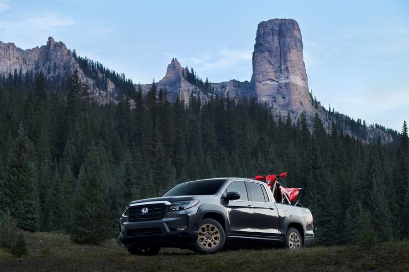 An undated handout photo shows the 2021 Honda Ridgeline.   Blake Jorgenson/Honda/Handout via REUTERS
