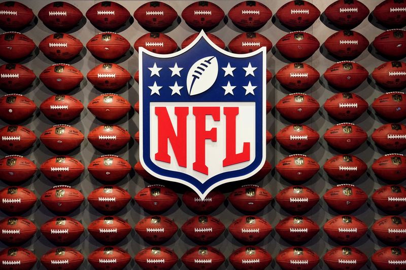 FILE PHOTO: The NFL logo is pictured at an event in the Manhattan borough of New York City, New York, U.S., November 30, 2017.  REUTERS/Carlo Allegri/File Photo