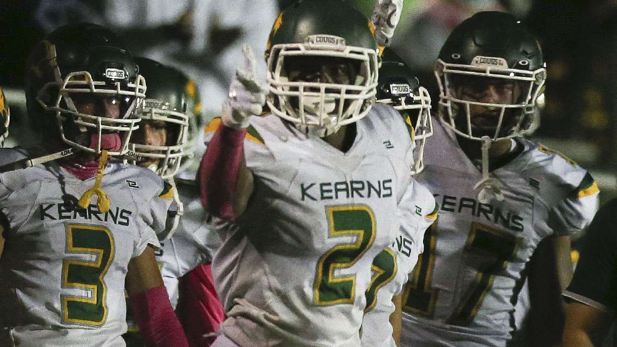 Kearns High Jeff Bassa (2) reacts to a play during game against West High on Friday, Oct. 9, 2020.