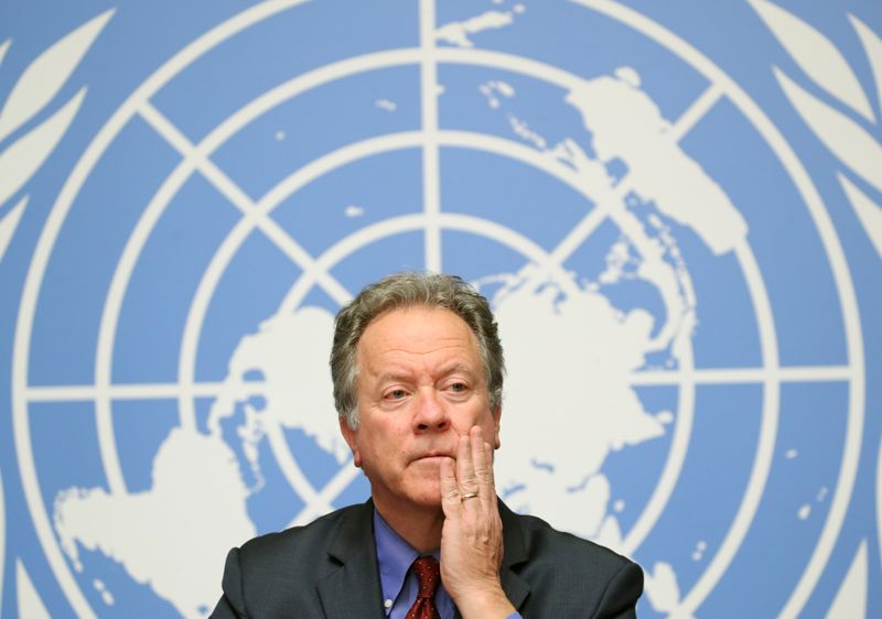 FILE PHOTO: The World Food Programme (WFP) Executive director David Beasley attends a news conference on the food security in Yemen at the United Nations in Geneva, Switzerland, December 4, 2018.  REUTERS/Denis Balibouse