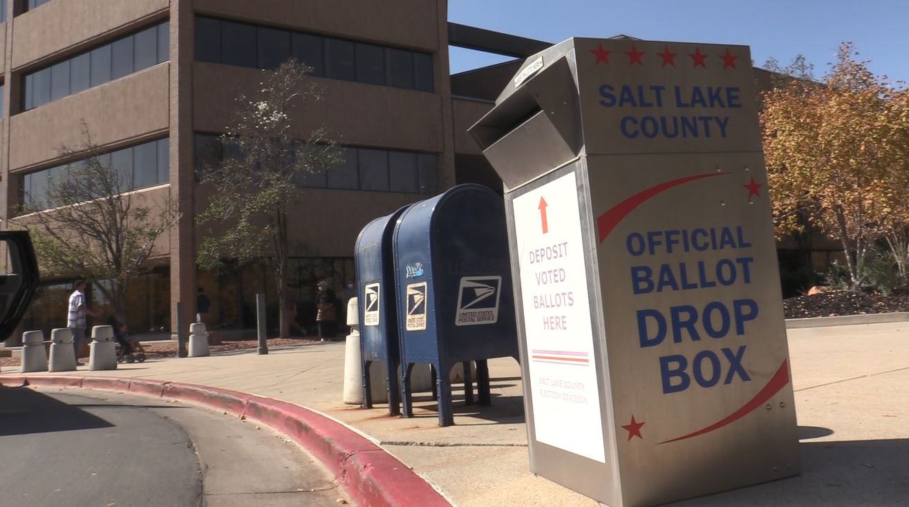 A Salt Lake County drop-off ballot box.
