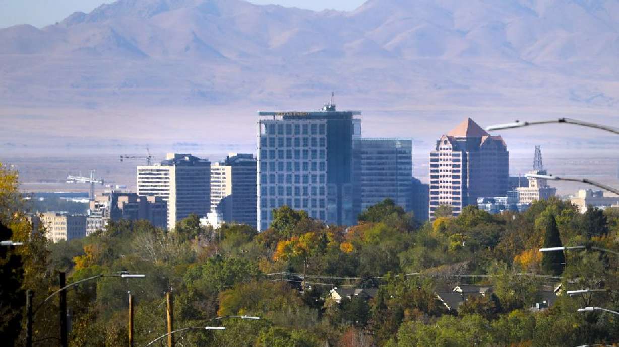 Downtown Salt Lake City is pictured on Monday, Oct. 12, 2020.