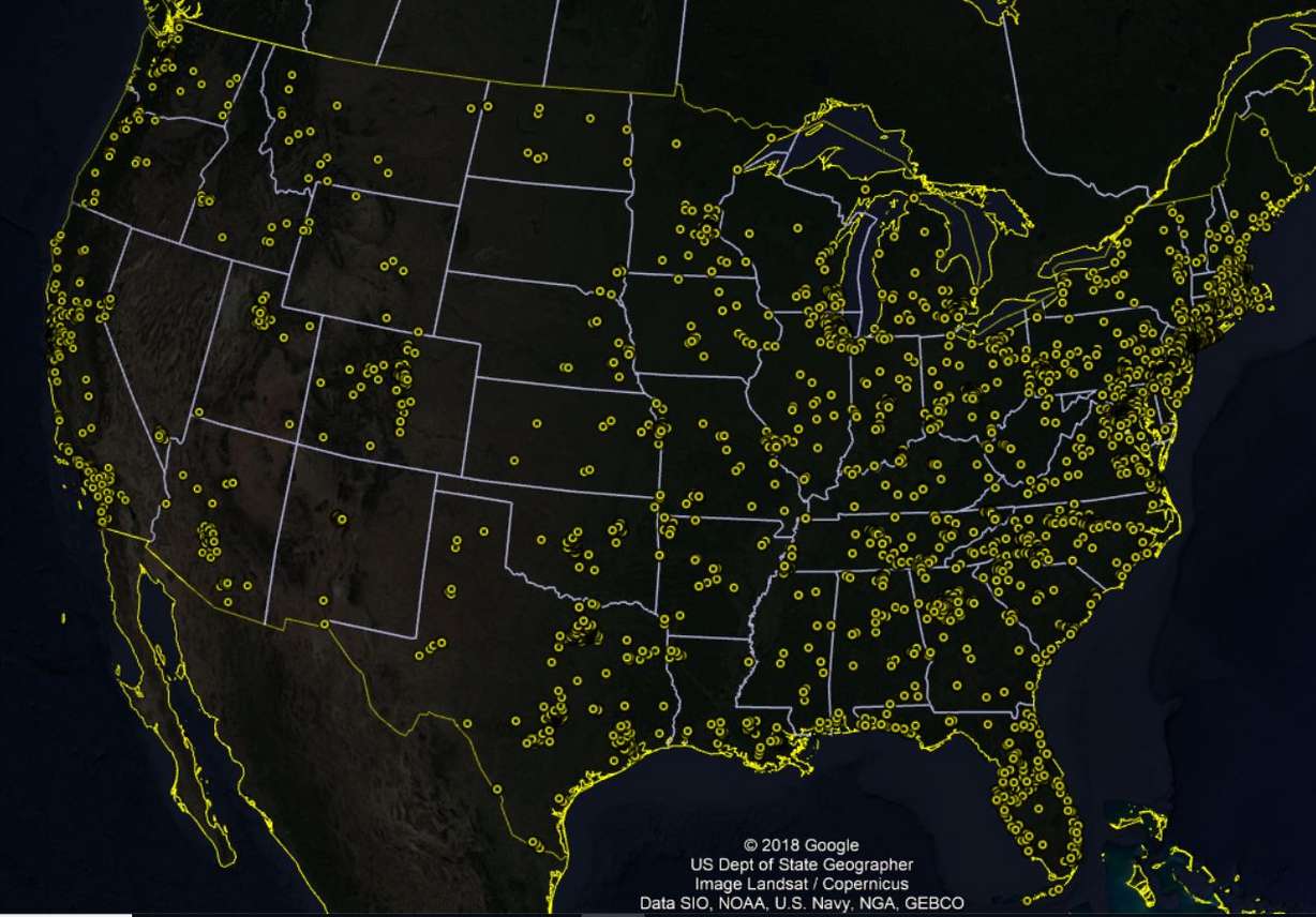 A map of every city Shamo is accused of shipping drugs to.