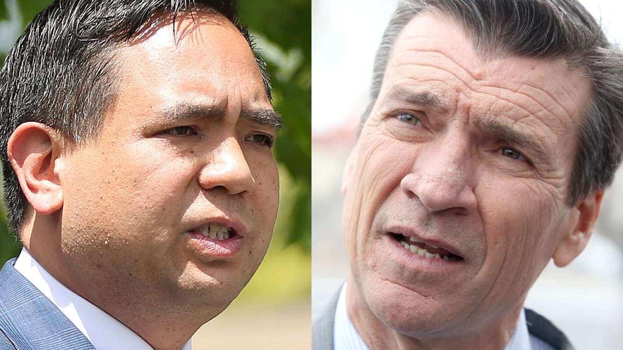 Incumbent Republican Attorney General Sean Reyes, left, and Democrat Greg Skordas, right, are pictured in this composite photo.