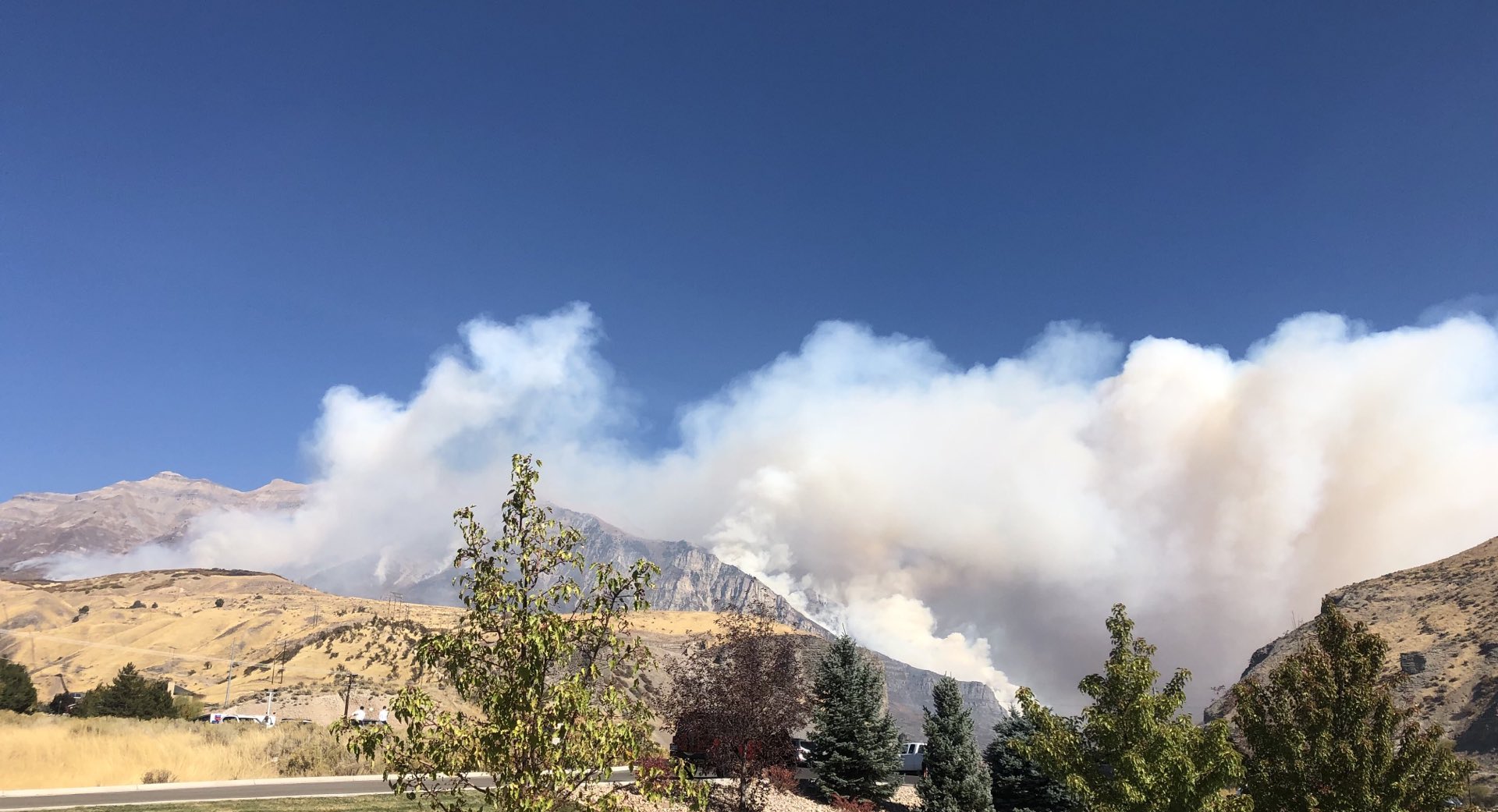 The Range Fire, burning in Utah County, is seen on Sunday, October 18, 2020.
