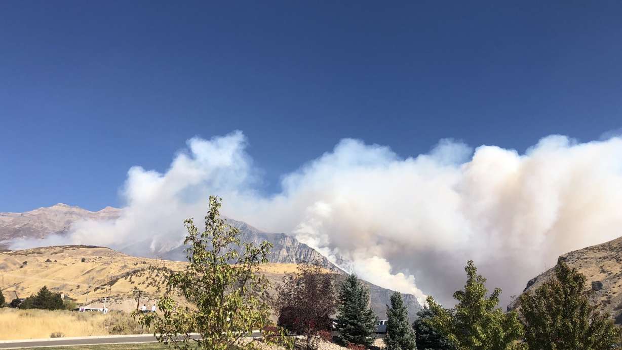The Range Fire, burning in Utah County, is seen on Sunday, Oct. 18, 2020.