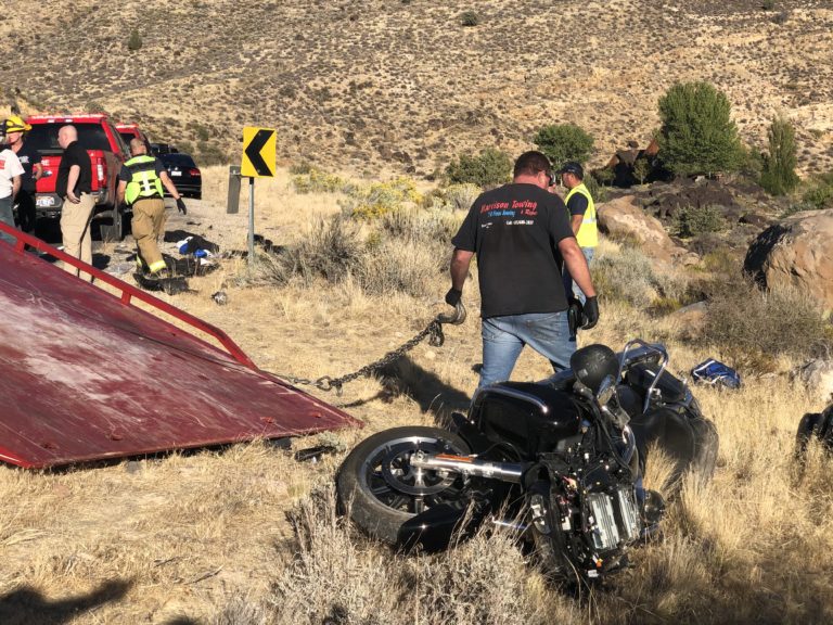 A man died Sunday afternoon after crashing his motorcycle, Veyo, Utah, Oct. 18, 2020.