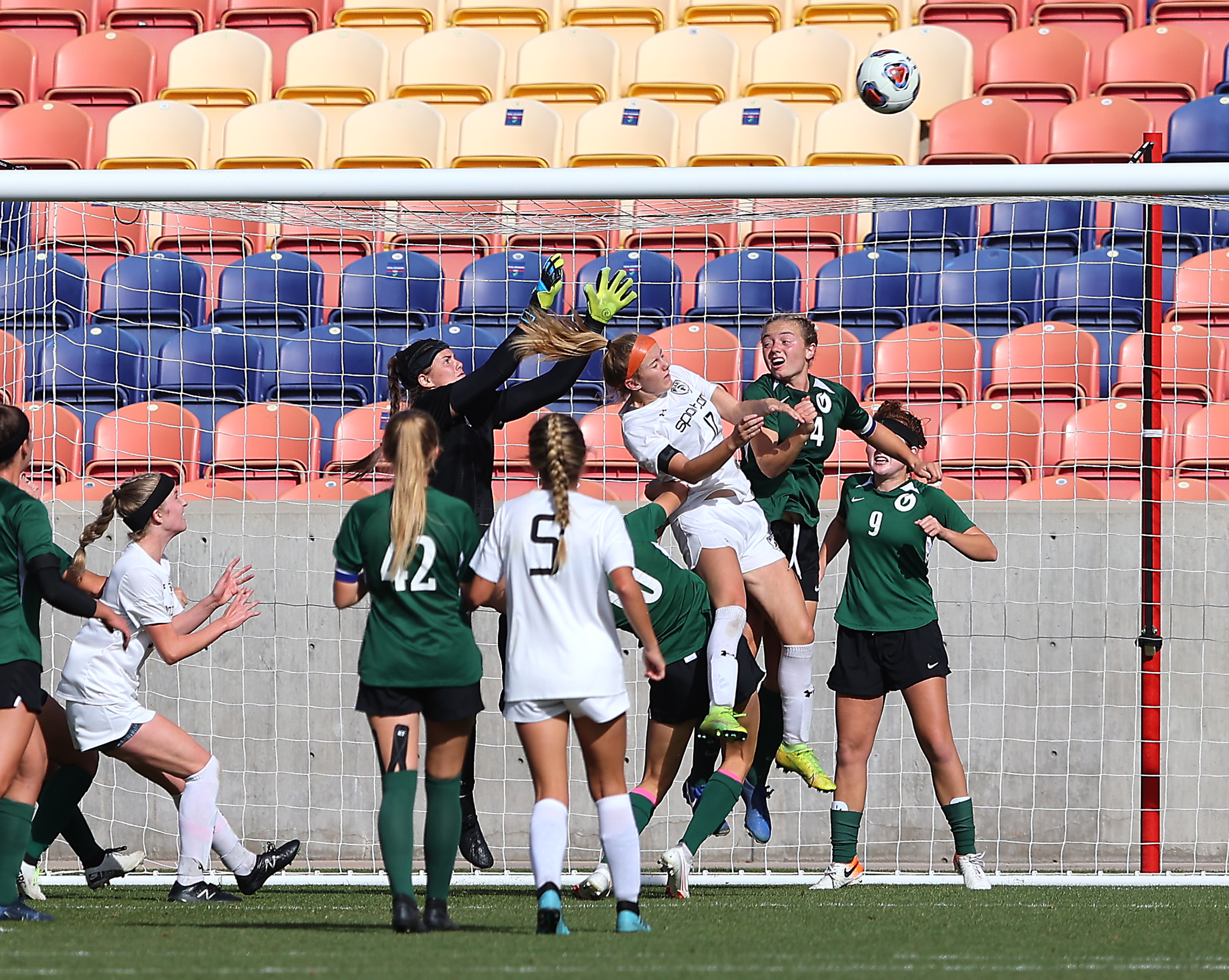 Murray and Olympus girls soccer teams play in 5A state semifinal action at Rio Tinto Stadium in Sandy, Utah, on Tuesday, Oct. 20, 2020. Olympus won 2-1 to advance to the championship game.