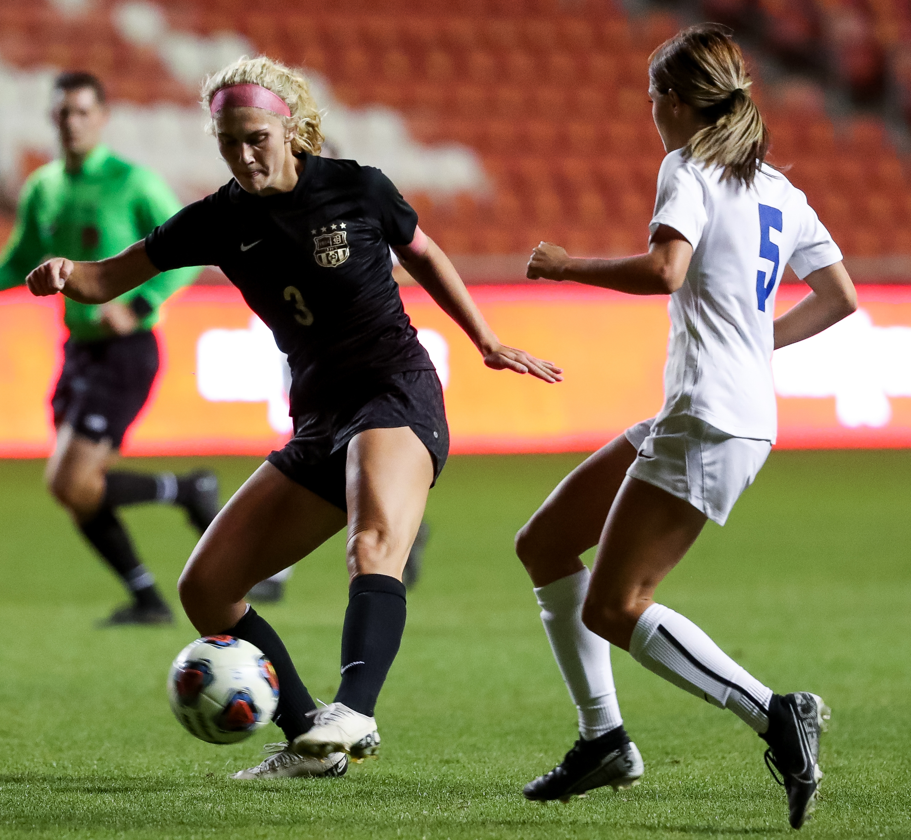 Davis' Grace Nicol scores on Pleasant Grove, putting Davis up 3-0, in a 6A girls soccer semifinal game at Rio Tinto Stadium in Sandy on Tuesday, Oct. 20, 2020.
