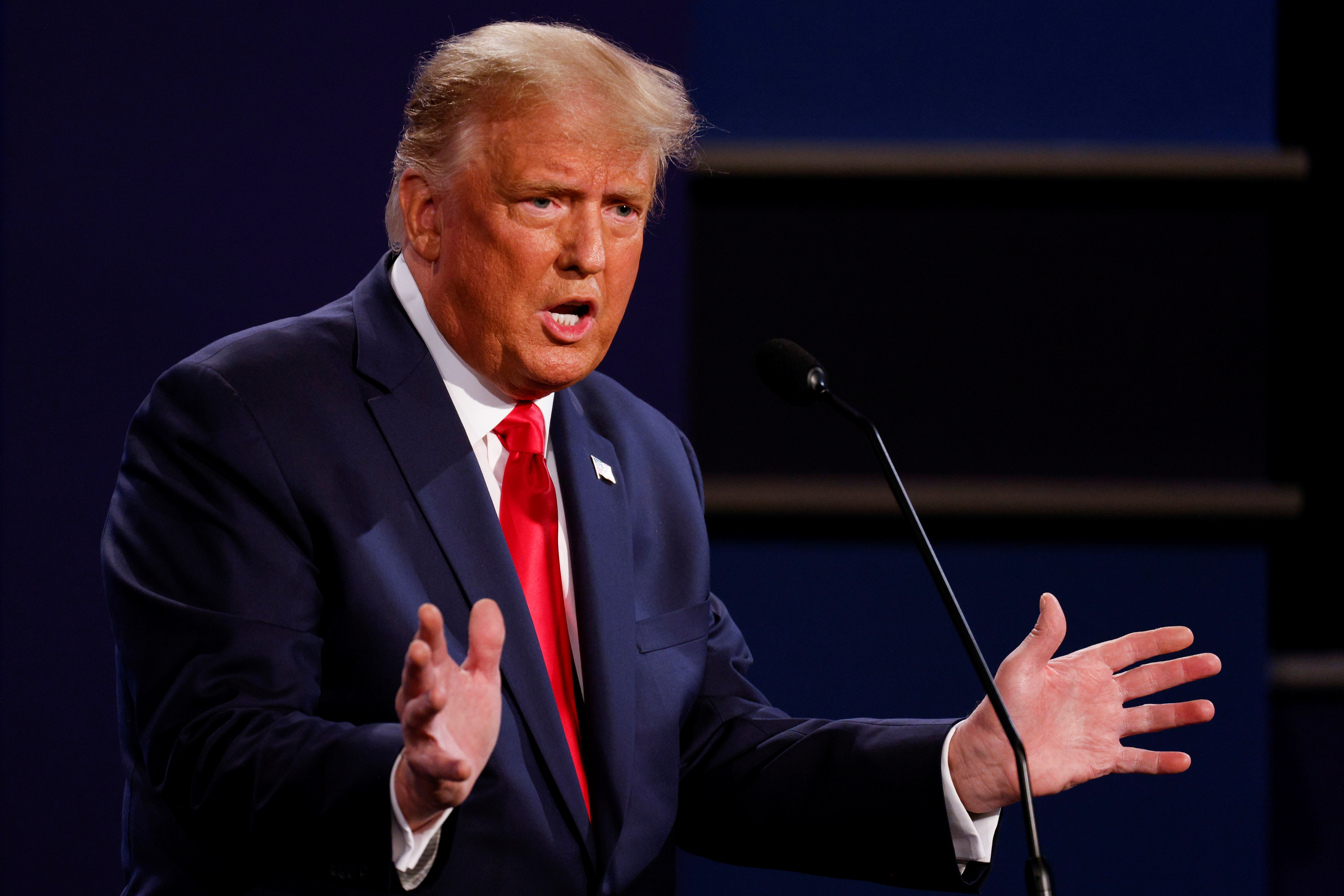 U.S. President Donald Trump speaks during the final 2020 U.S. presidential campaign debate in the Curb Event Center at Belmont University in Nashville, Tennessee, U.S., October 22, 2020.
