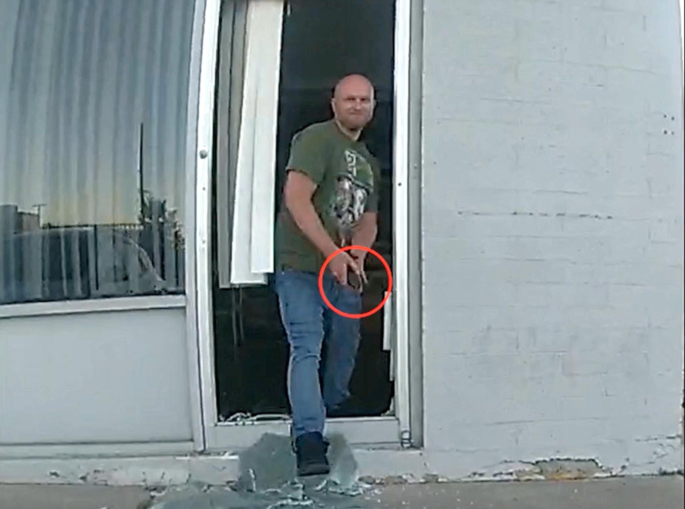 Aaron Mark Baugh, 34, of Liberty, Weber County, is pictured holding a metallic object in body camera video released by Ogden police on Friday, Oct. 22, 2020. Baugh was shot in the arm by an Ogden officer on Sept. 30 after police say he broke into AAMCO Transmission store.
