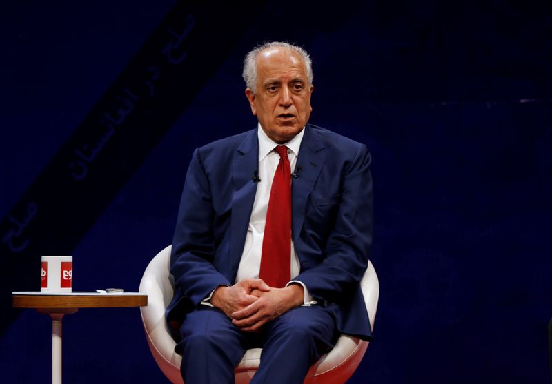 FILE PHOTO: U.S. envoy for peace in Afghanistan Zalmay Khalilzad, speaks during a debate at Tolo TV channel in Kabul, Afghanistan April 28, 2019. REUTERS/Omar Sobhani