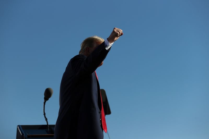 U.S. President Donald Trump rallies with supporters at Phoenix Goodyear Airport in Goodyear, Arizona, U.S. October 28, 2020. REUTERS/Jonathan Ernst