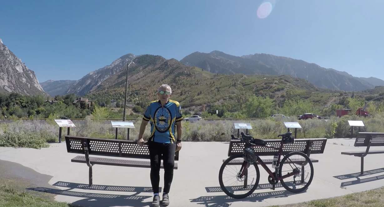 A screen image of Richard Spedden from the 12-minute pre-recorded presentation he made about his geologic discovery. Spedden recorded the introduction at G.K. Gilbert Geologic View Park in Sandy.