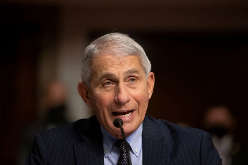 FILE PHOTO: Anthony Fauci, MD, Director, National Institute of Allergy and Infectious Diseases, National Institutes of Health, testifies during a U.S. Senate Senate Health, Education, Labor, and Pensions Committee Hearing to examine COVID-19, focusing on an update on the federal response at the U.S. Capitol Washington, D.C., U.S., September 23, 2020.  Graeme Jennings/Pool via REUTERS
