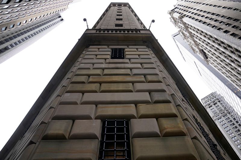 FILE PHOTO: The Federal Reserve Bank of New York is pictured in the Manhattan borough of New York City, New York, U.S., October 4, 2019. REUTERS/Carlo Allegri