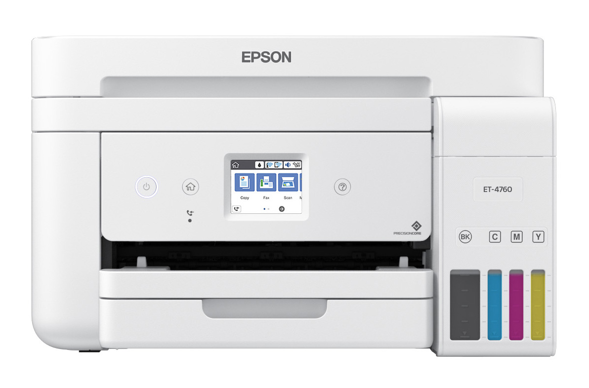The EcoTank ET-4760 is a wireless all-in-one printer that makes copying, scanning, and faxing easy.