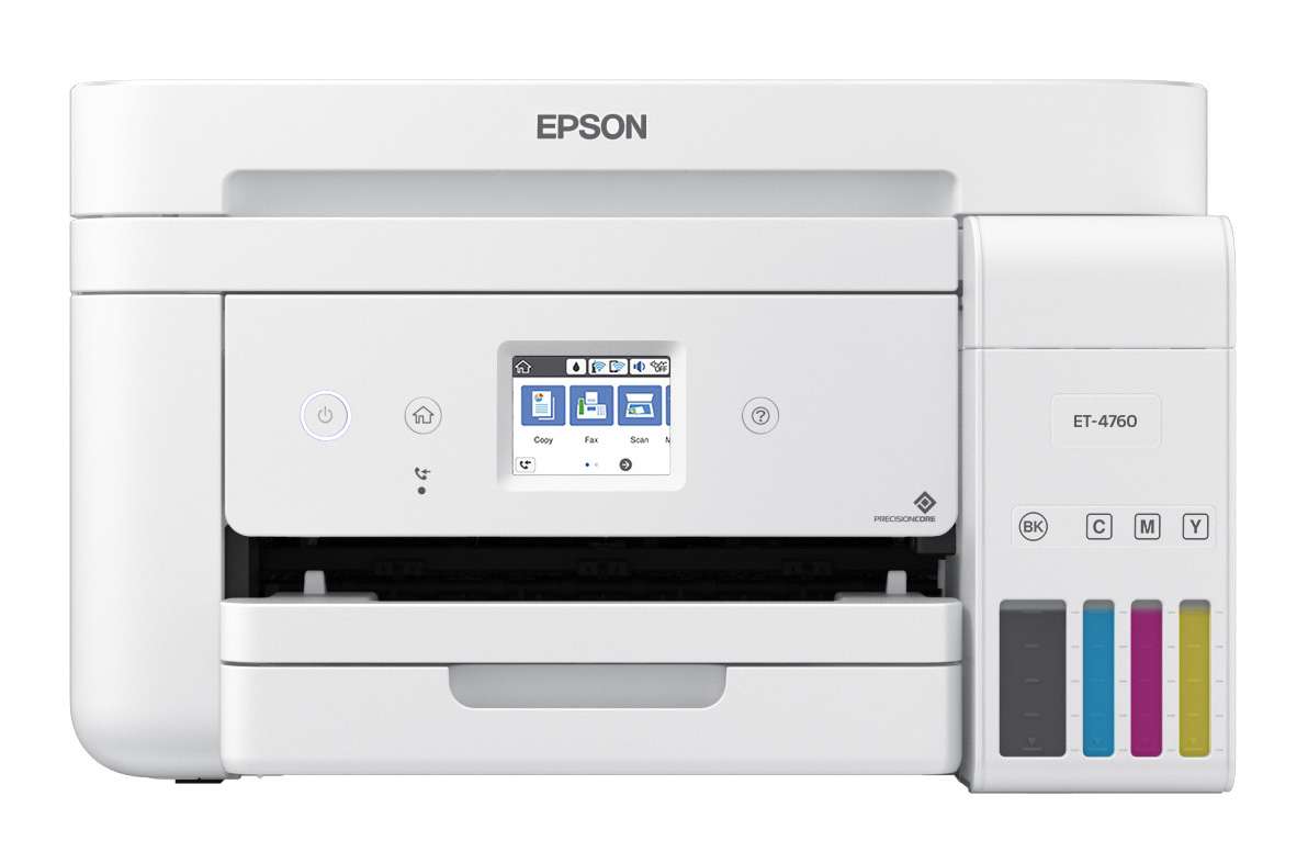 The EcoTank ET-4760 is a wireless all-in-one printer that makes copying, scanning, and faxing easy.