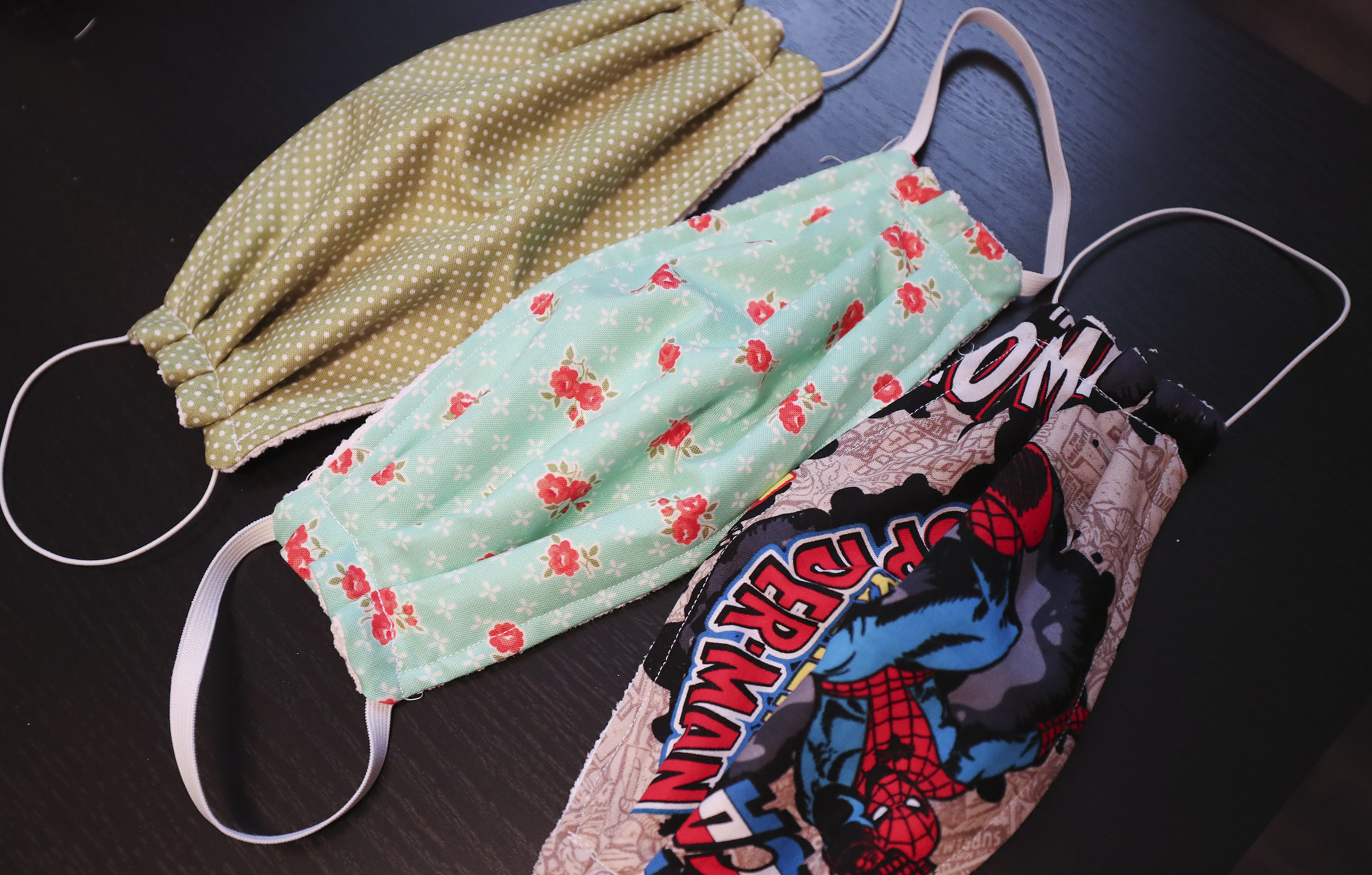 Protective masks made by Stephanie KinderÂ are pictured in Sandy on Saturday, March 21, 2020. Kinder made masks for her colleagues because her company can no longer order them.