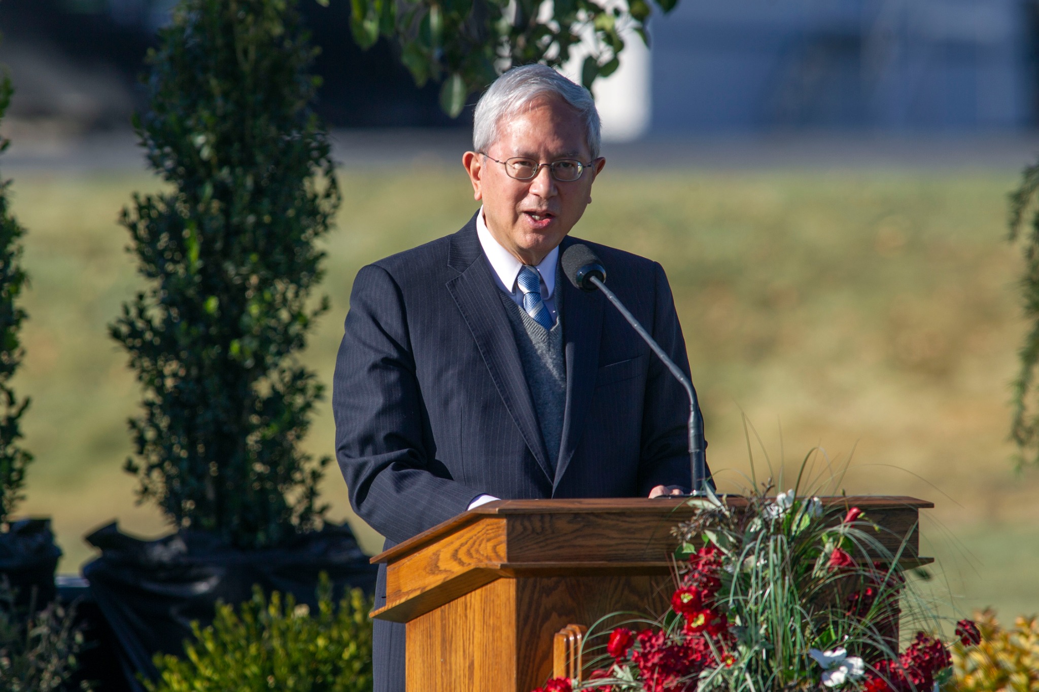 “By tradition, a temple groundbreaking includes a site dedication prayer and turning of the soil,” said Elder Gerrit W. Gong of the Quorum of the Twelve Apostles, who presided over the groundbreaking of the Taylorsville Utah Temple on Saturday, October 31, 2020.