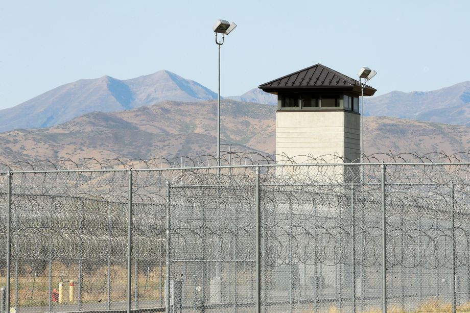 A guard tower at the Utah State Prison on Sept, 14, 2020.