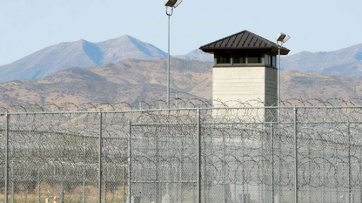 A guard tower at the Utah State Prison on Sept, 14, 2020.