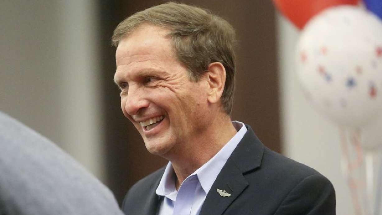 Rep. Chris Stewart, R-Utah, who is running against Democrat Kael Weston and Libertarian J. Robert Latham in Utah’s 2nd Congressional District, attends a Republican election night event at the Utah Association of Realtors building in Sandy on Tuesday, Nov. 3, 2020.