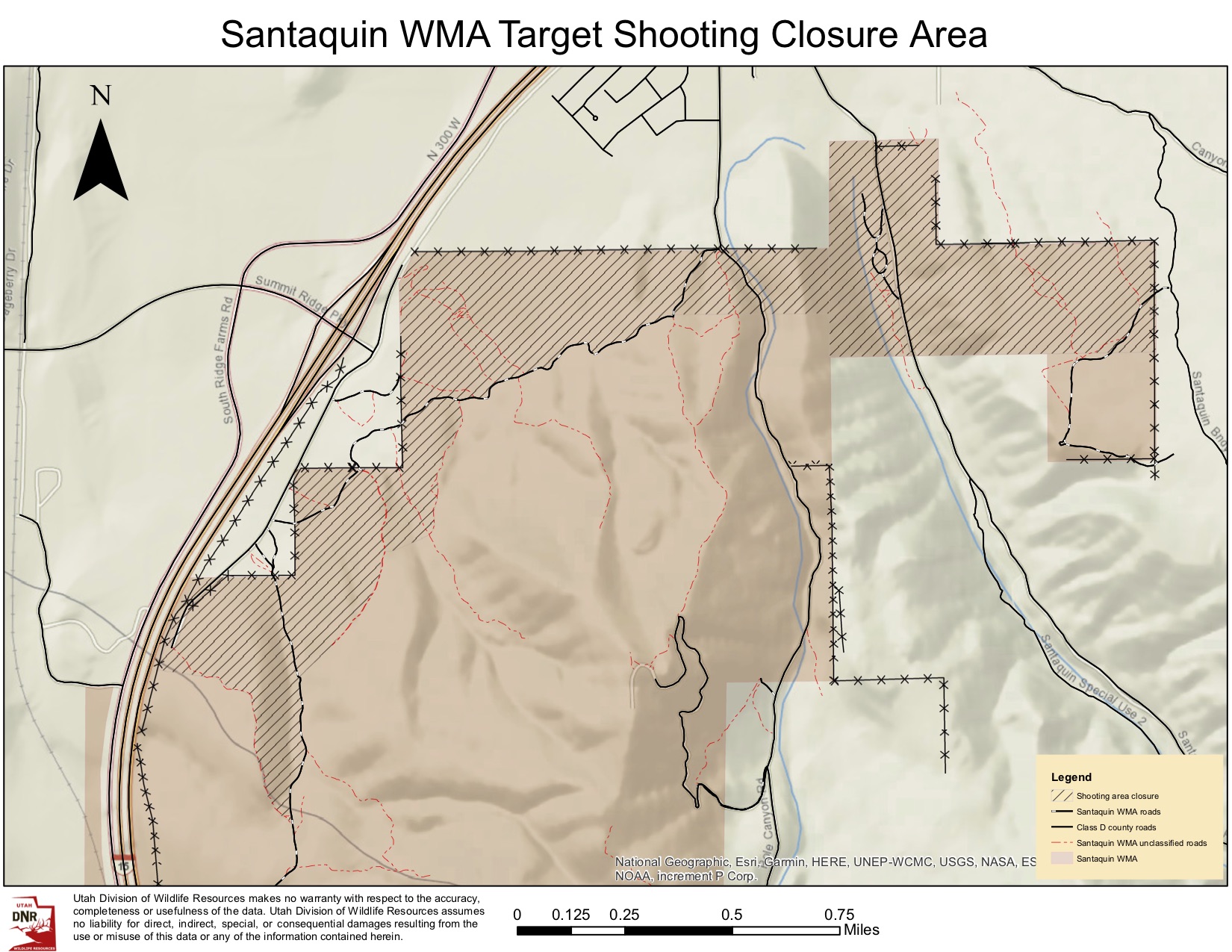 A map of the area now closed to target shooting inside the Santaquin Wildlife Management Area.