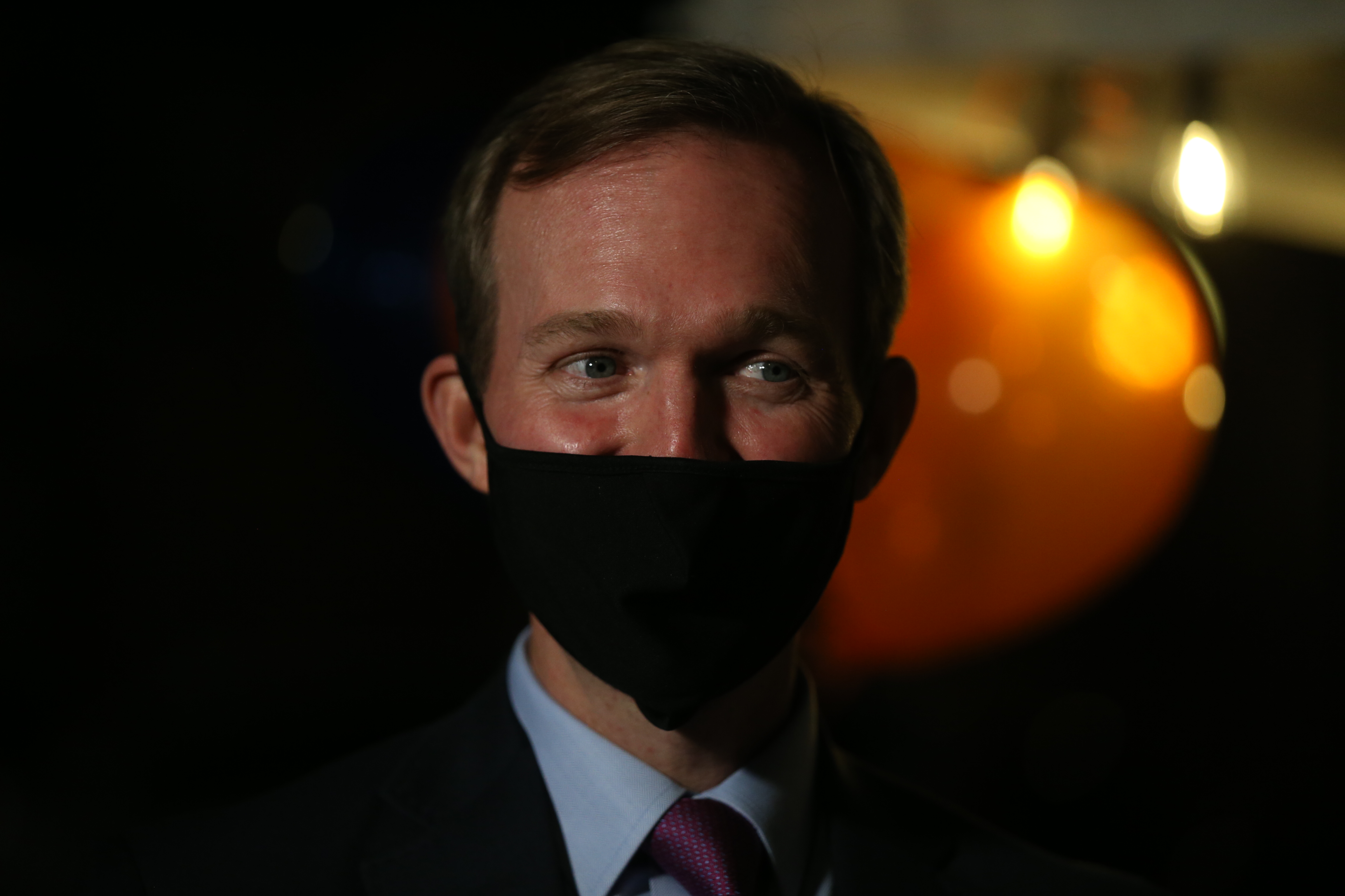 Rep. Ben McAdams, D-Utah, stands outside of Pat's Barbecue in Salt Lake City on election night, Tuesday, Nov. 3, 2020. McAdams is trying to win a second term and is being challenged by Republican Burgess Owens.