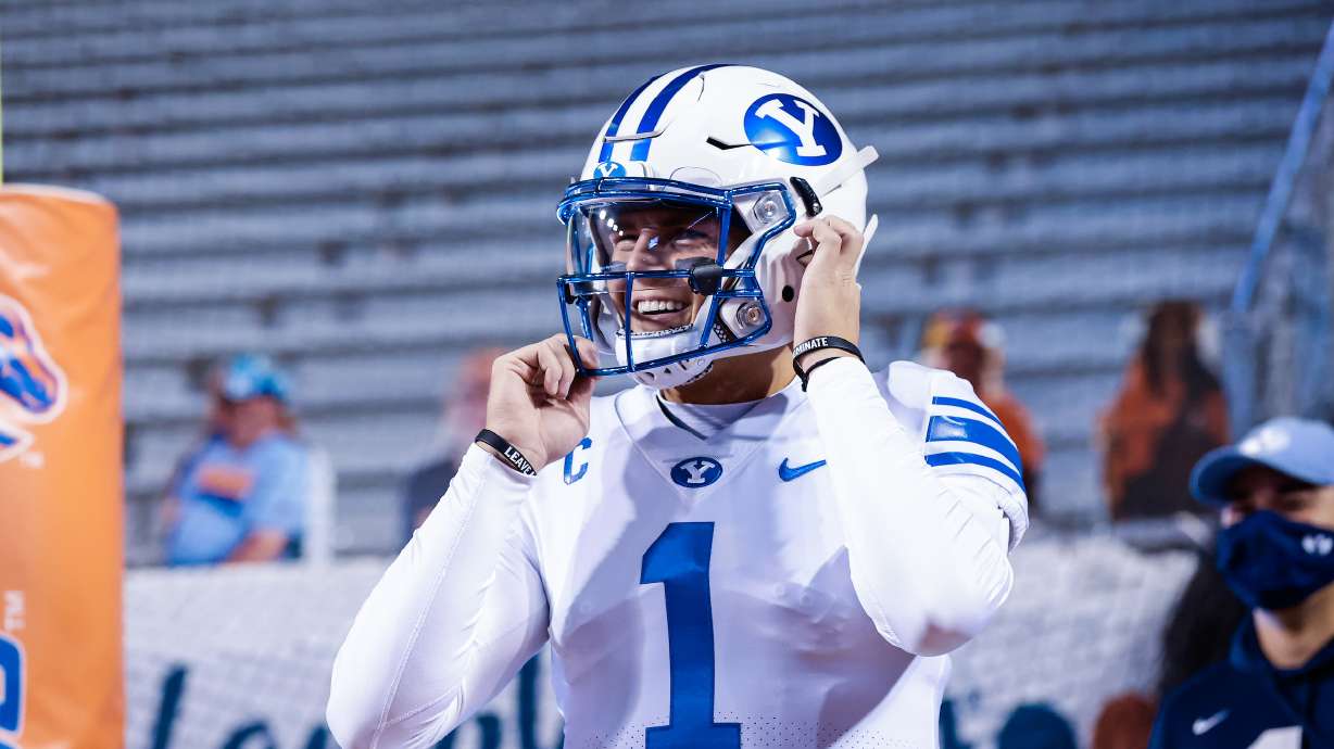 (#1) Quarterback Zach Wilson warmed up in the Albertsons stadium, pregame. BYU played Boise State at the Albertsons Stadium in Boise, Idaho on November 6, 2020.
2020 BYU Football at Boise State
11/06/20
Photography by Jaren Wilkey
© BYU PHOTO 2020
All Rights Reserved
photo@byu.edu (801) 422-7322