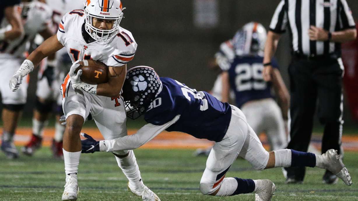 Brighton and Timpview compete during a high school 5A football quarterfinal at Brighton High School in Cottonwood Heights on Friday, Nov. 6, 2020.
