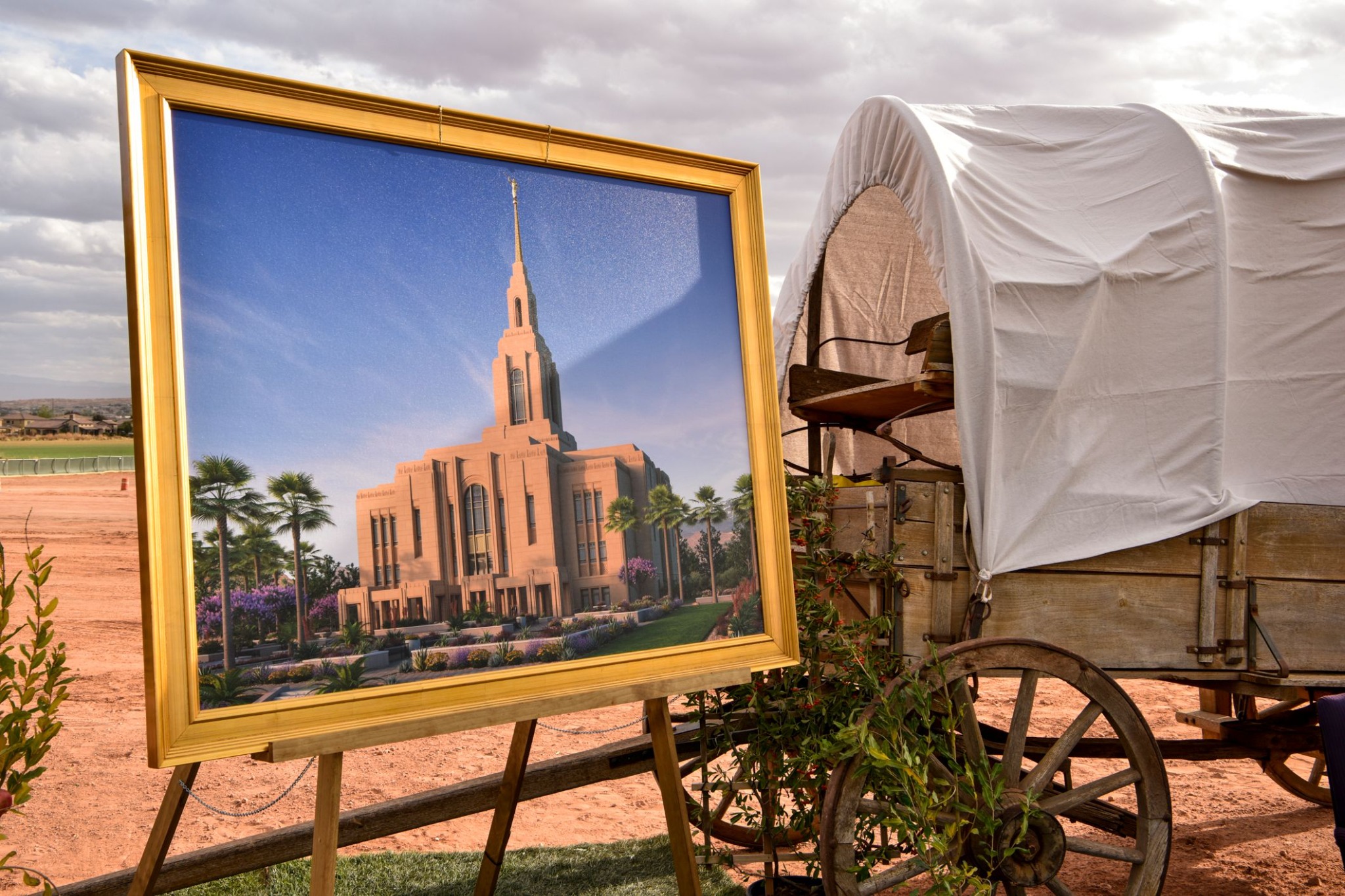 A rendering of the planned Red Cliffs Utah Temple at the groundbreaking ceremony of the temple on Saturday, November 7, 2020. The temple will be a three-story building of approximately 90,000 square feet.