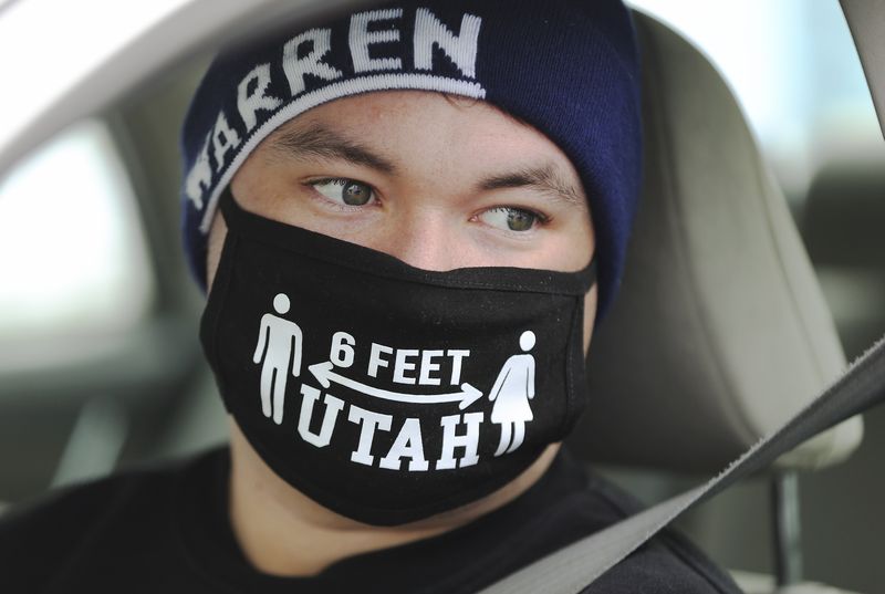 Jon O’Brien waits to get a COVD-19 test at a Utah National Guard Joint Task Force 97 mobile testing site in Salt Lake City on Tuesday, Nov. 10, 2020.