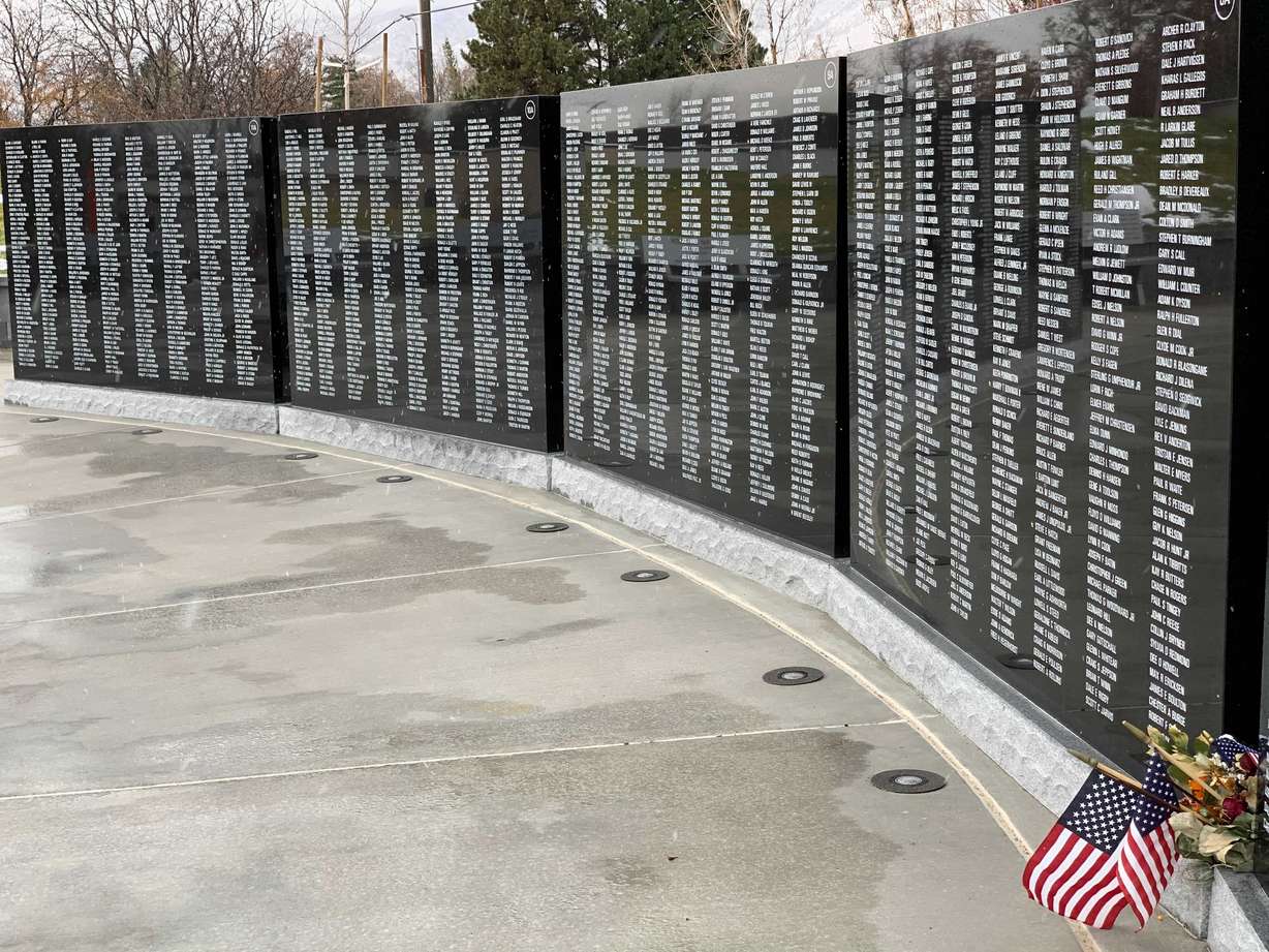 A monument at the new Bountiful Veterans park.