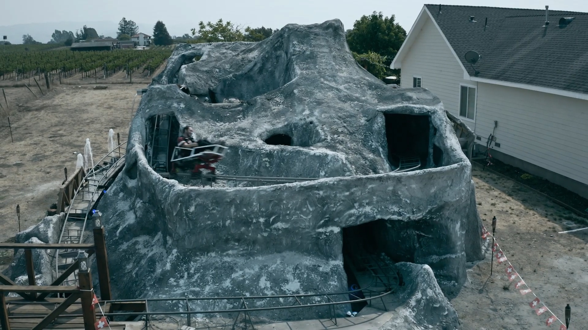 The coaster, inspired by the Matterhorn ride at Disneyland, took four months to build.