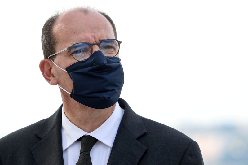FILE PHOTO: French Prime Minister Jean Castex delivers a speech during a ceremony to pay tribute to the victims of a deadly knife attack at Notre Dame basilica on October 29, 2020 in Nice, France November 7, 2020. Valery Hache/Pool via REUTERS
