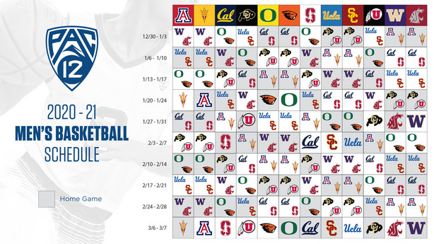 Full conference schedule for the Pac-12 for the 2020-21 season.