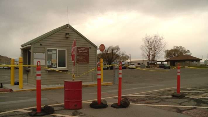 As a magnitude 2.5 aftershock hit Magna on Wednesday, Nov. 18, 2020, crews were working to fix damage from March’s magnitude 5.7 earthquake along the entrance road to Great Salt Lake State Park.