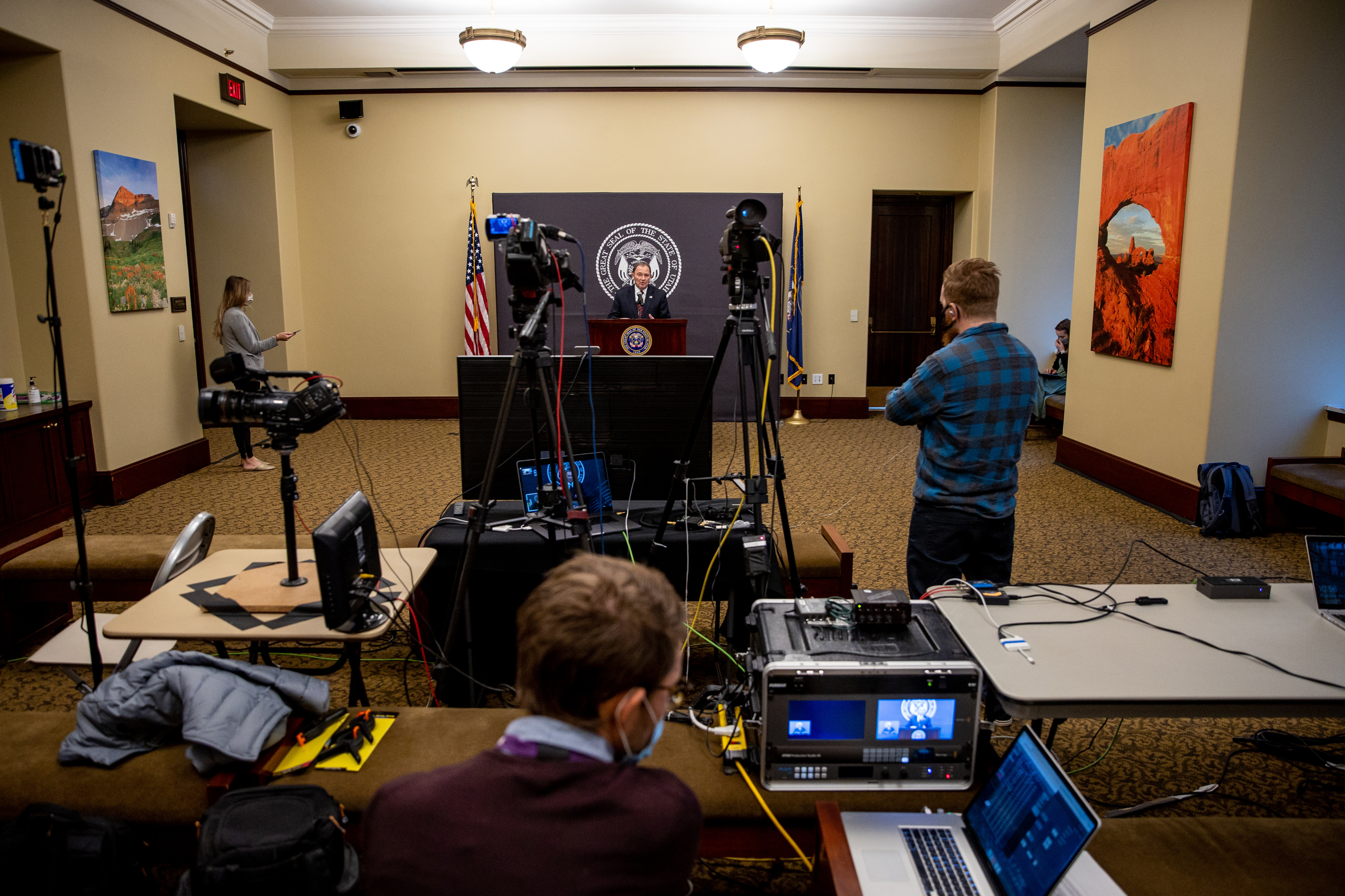 Gov. Gary Herbert speaks during his monthly news conference at the Capitol in Salt Lake City on Thursday, Nov. 19, 2020.